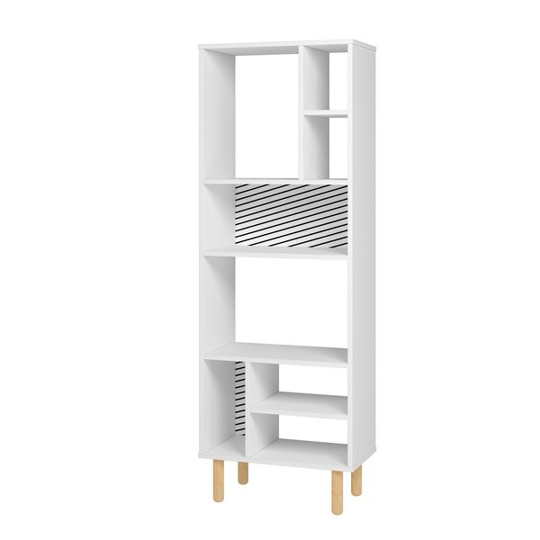 Manhattan Comfort Essex 60.23 Décor Bookcase with 8 Shelves in White and Zebra 410AMC176